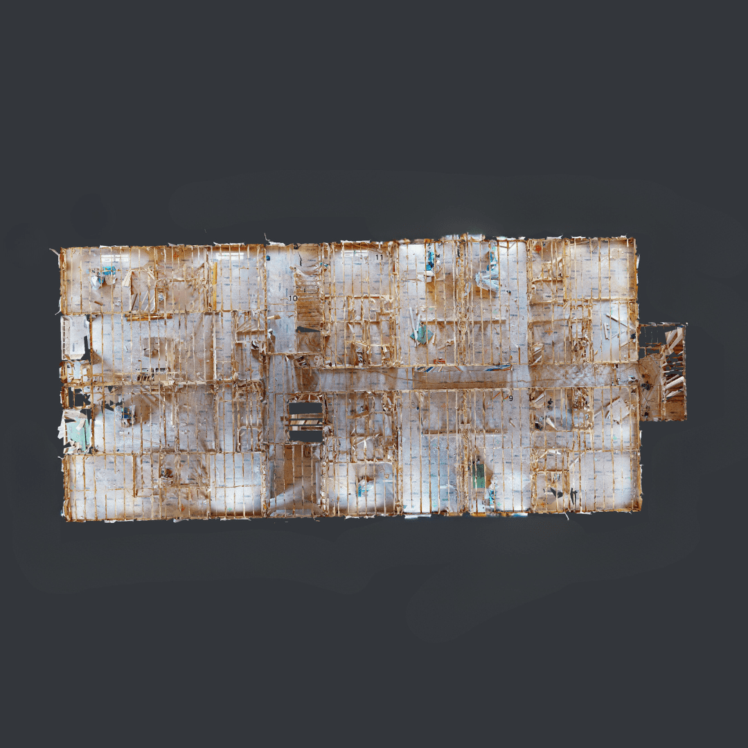 Aerial Matterport scan of Blanchard Pointe Apartments, mid-progress.